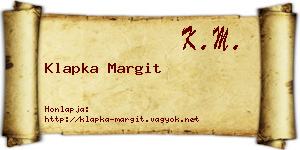 Klapka Margit névjegykártya